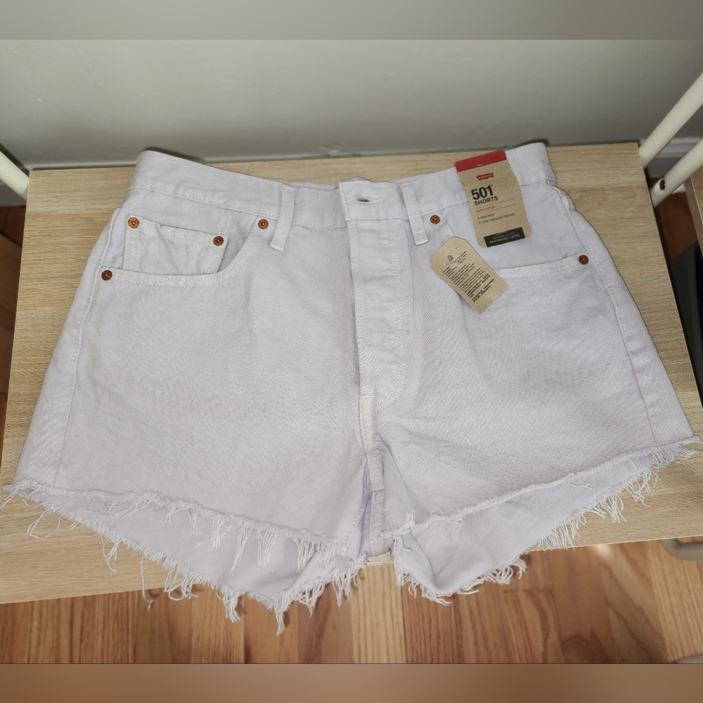 100% Cotton Light Purple Levis High Rise Shorts